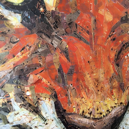 Tiger Mixed Media Collage Artwork on Canvas like new 80x60cm