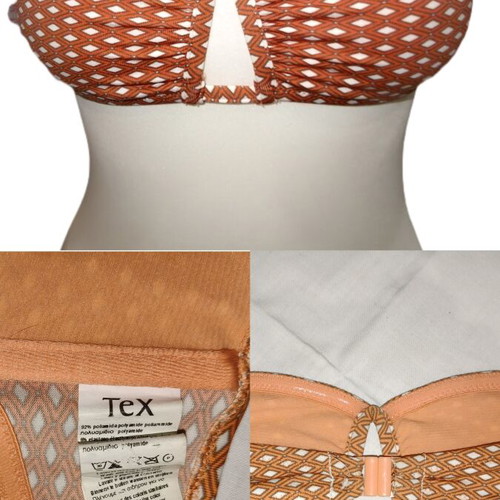 Tex Bikini Top like new, geometric print, orange color