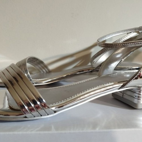 Aldo Izzy Mirror sandals new silver size 40 with 3 cm heel
