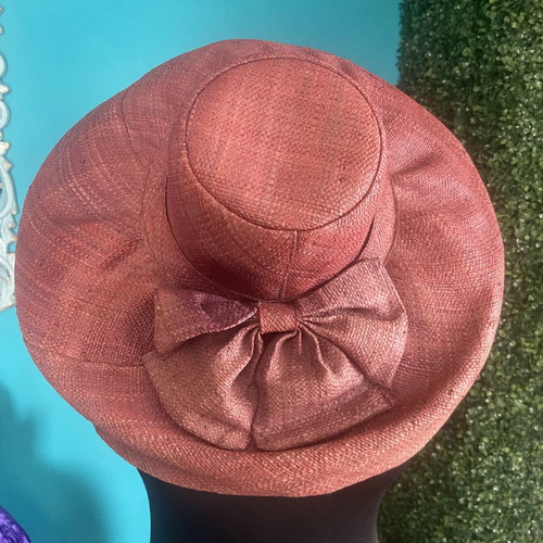 Wide Brim Hat used, burgundy brown from Madagascar, size M