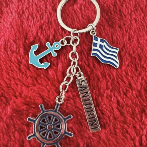 Santorini keychain used, multicolored