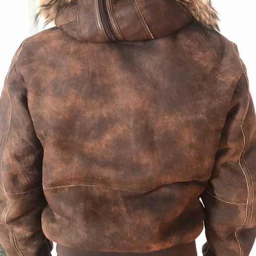 Parajumpers jacket used, leather unisex size medium brown