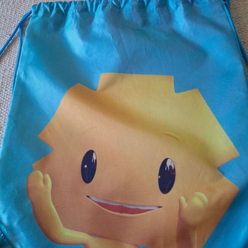Drawstring backpack yellow used, collectible