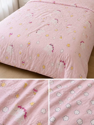 Unicorn duvet cover set 220x210 with 2 pink kawaii pillowcases like new