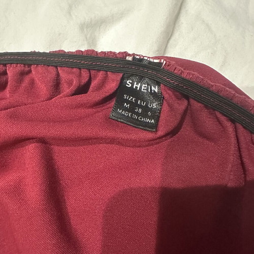 Shein Burgundy Mini Ruched Backless Dress, Size M