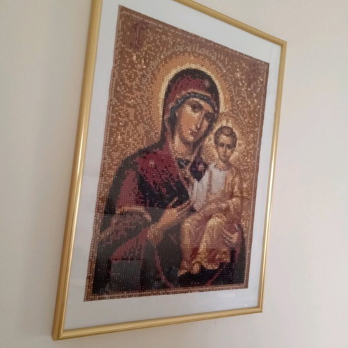 Panagia Vrefokratousa Diamond Painting with Gold Frame new