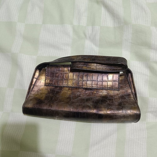 Vintage Estel shoulder bag used, bronze croc-embossed effect