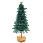 Tabletop Christmas Tree with Green Feathers New 33x12cm