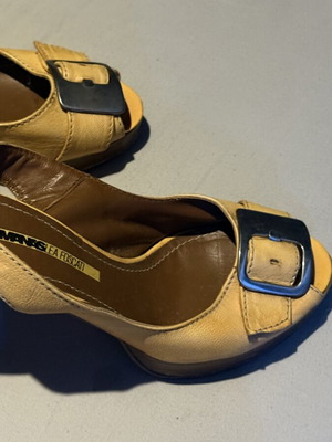 Manas by Lea Foscati leather sandals size 37 used, beige, made in Italy