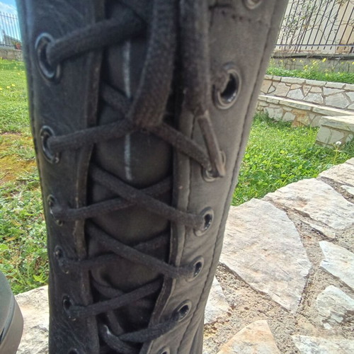Black leather military-style boots size 44 like new