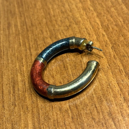 Silver 925 hoop earrings like new with red and blue enamel
