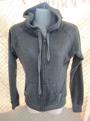 Guess jacket with zipper and hood like new, gray, XS