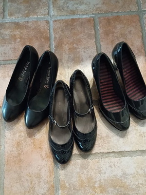 Women's pumps used, pack of 3 pairs, black, size 38