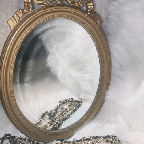 Vintage Art Nouveau antique mirror like new, oval with gold finish