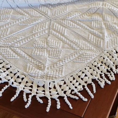 Handmade knitted blanket like new 160x210
