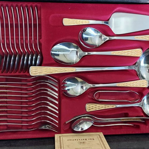 Solingen Cutlery Set 70 Pieces with Gold Design and Case