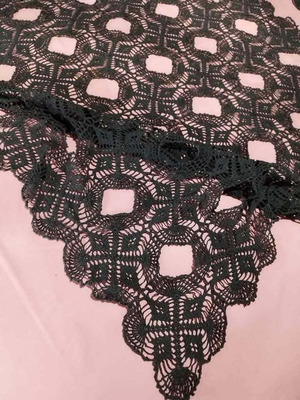 Χειροποίητο πλεκτό σετ τραπεζοκαρέ με πετσετάκια και σεμέν καινούργιο, dark grey