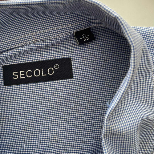 Secolo men's checkered shirt short sleeve new, blue, size L