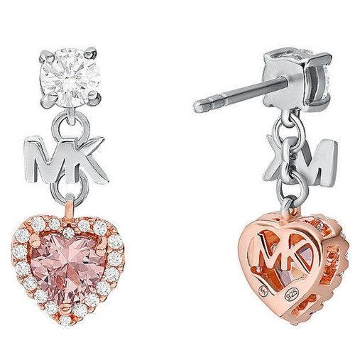 Michael Kors heart dangle earrings new, pink and silver