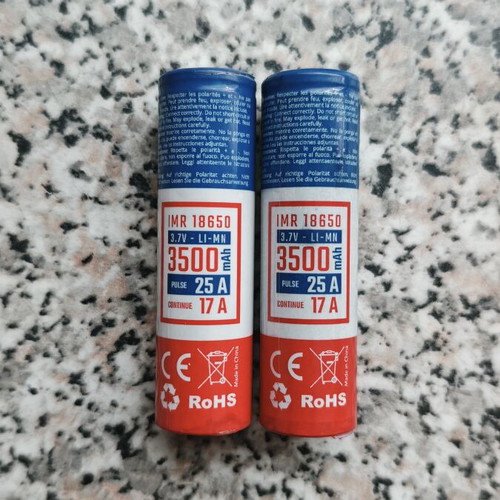 IMR 18650 rechargeable battery pair 3500mAh 3.7V