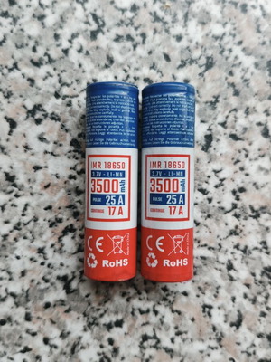 IMR 18650 rechargeable battery pair 3500mAh 3.7V
