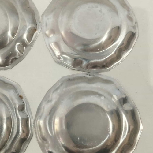 Set of 6 used inox serving plates 11cm vintage