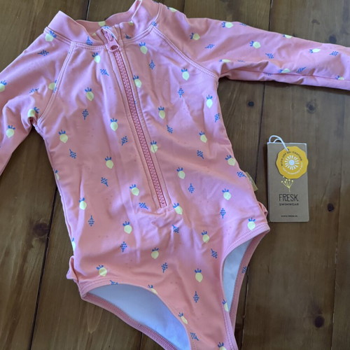 FRESK One-Piece Long-Sleeve Swimsuit UV50 Protection Used 6-12m