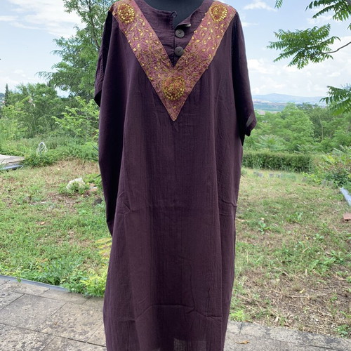 Caftan new, eggplant color with gold sequin embroidery