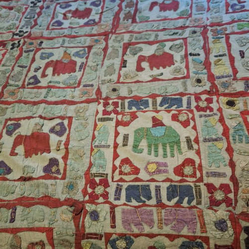 Indian handmade quilt throw with elephants new
