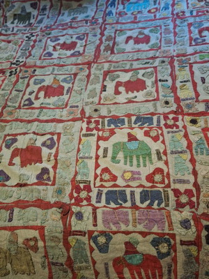 Indian handmade quilt throw with elephants new