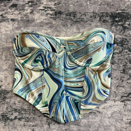 Subdued Marble Print Corset Top size S like new, multicolor