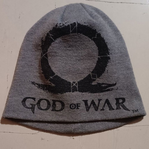 God Of War beanie cap like new, one size, black and grey