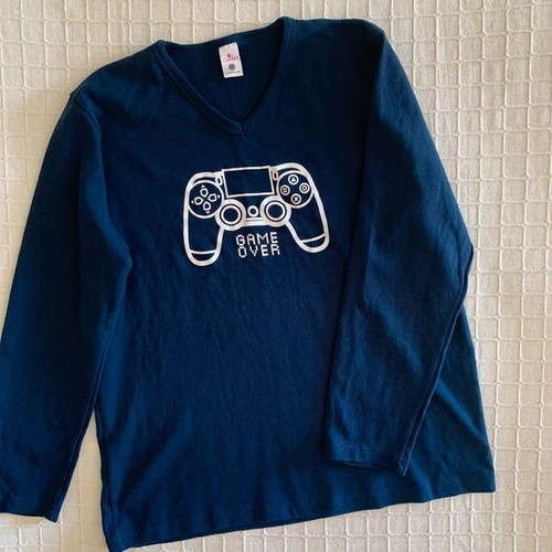 Comfort long sleeve sweater L, black and blue