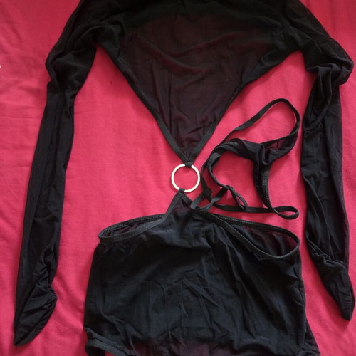 Dress with sheer panels and sexy lingerie new, black