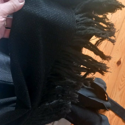 Regalinas women's cardigan like new with belt and fringes black