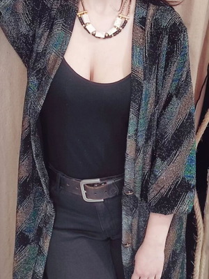Lurex long cardigan Meisie new, black and blue