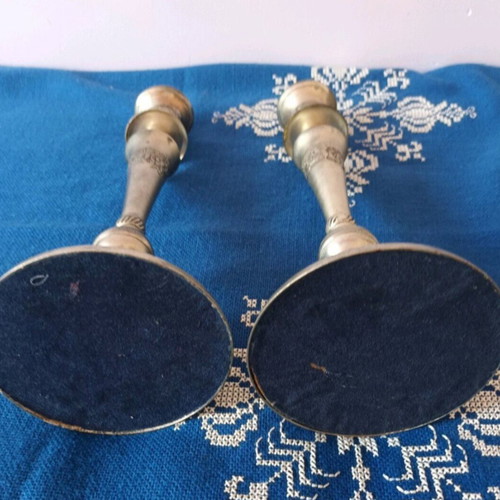 Antique candlesticks used, set of 2, 30 cm height