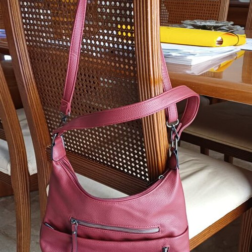 Handbag new, wine color with multiple external pockets