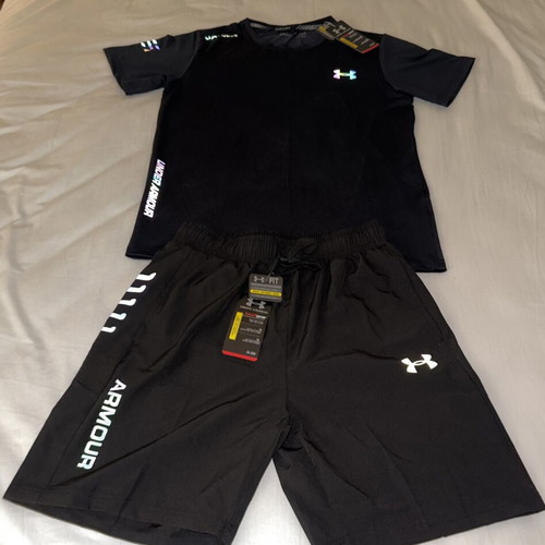 Under Armour HeatGear reflective t-shirt and shorts set, medium