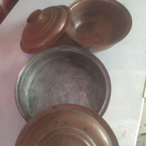 Copper pots set vintage used 20 and 25 centimeters