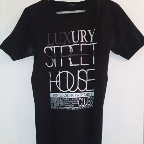 T shirt EXclusive brand black with print, used, size XL