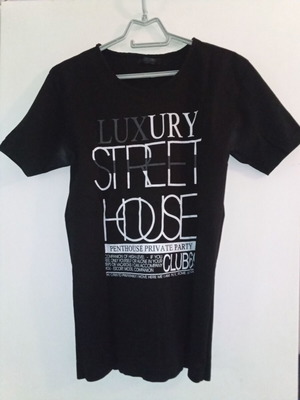 T shirt EXclusive brand black with print, used, size XL