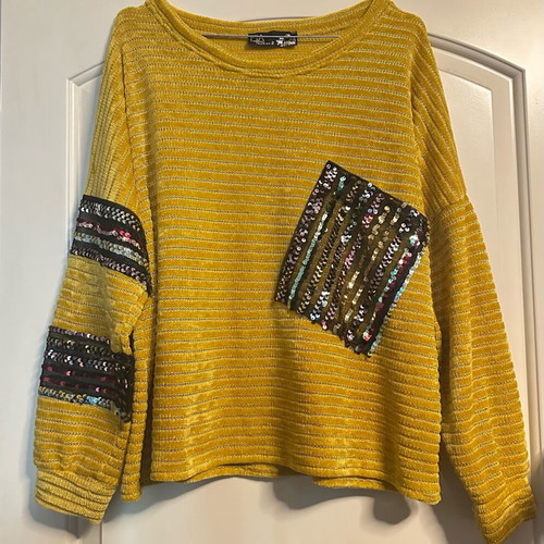 Velvet blouse new with sequins yellow Fia