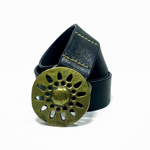 Alphabelts 95 Vintage Leather Belt with Brass Buckle