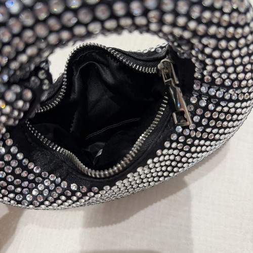 Crystal hand bag like new, black shiny