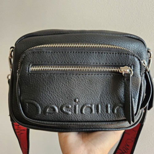 Desigual black crossbody bag with chain strap and mini wallet