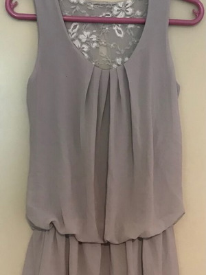 Sleeveless chiffon tunic gray with lace, new
