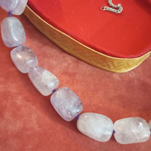 Necklace with pink quartz and 925 silver clasp used, 46cm