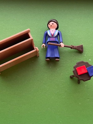 Playmobil desk with books, bench, figure