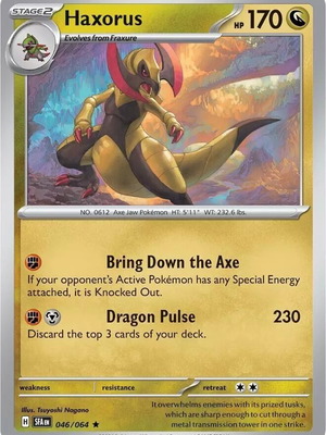 Haxorus Pokemon collectible card new, Shrouded Fable 046/064
